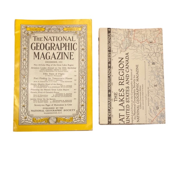 Vintage National Geographic Magazine & Map Insert Great Lakes December 1963 - Picture 1 of 6